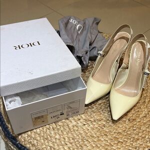 Dior J’adior Off White Patent Leather Slingback Heels